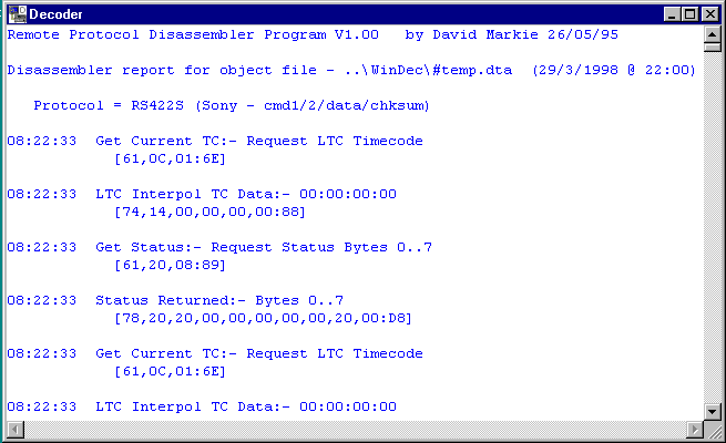 Example of decoder output